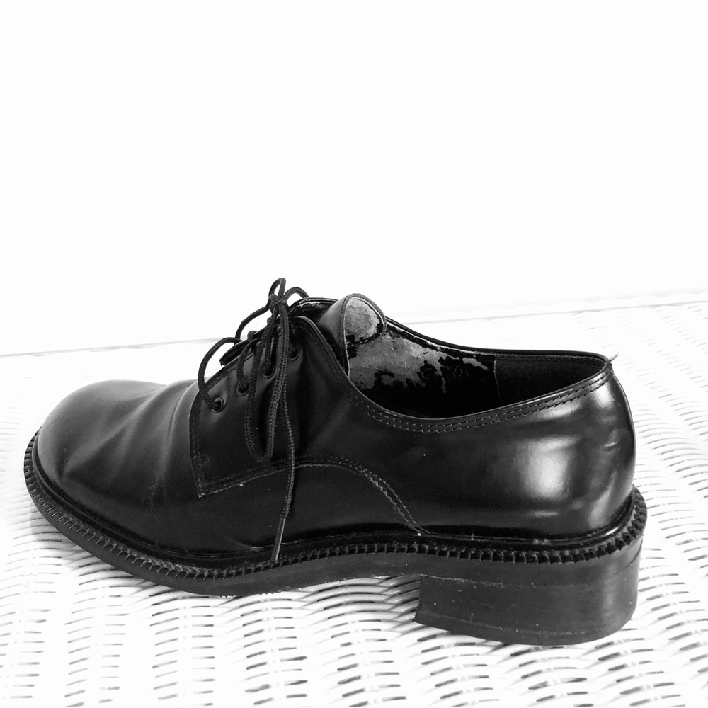 Enzo Angiolini 90s Black Leather Lace-Up Oxford, lug sole Shoes sz 7.5M - Picture 7 of 16